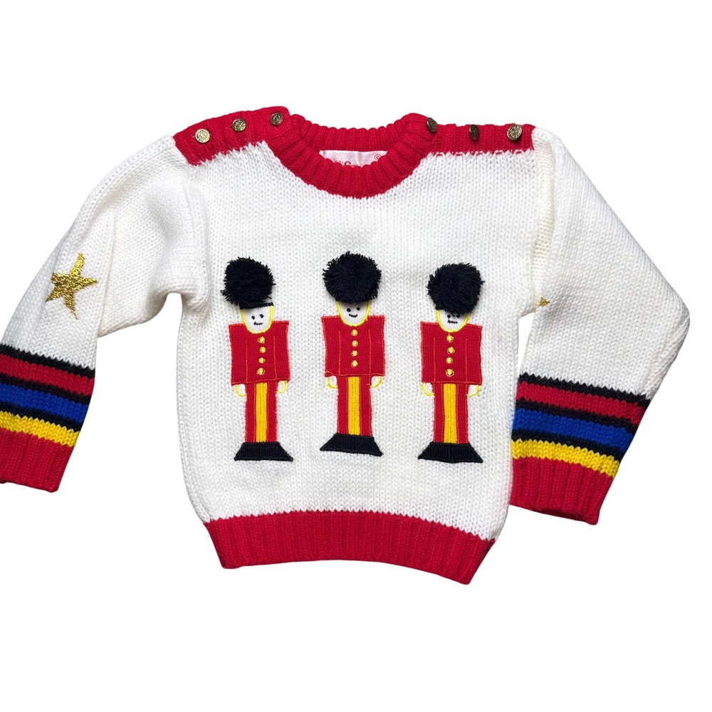 Vintage toddler Nutcracker Sweater Kids‎ 4T Toy Soldier Holiday Kitchy Retro 90s